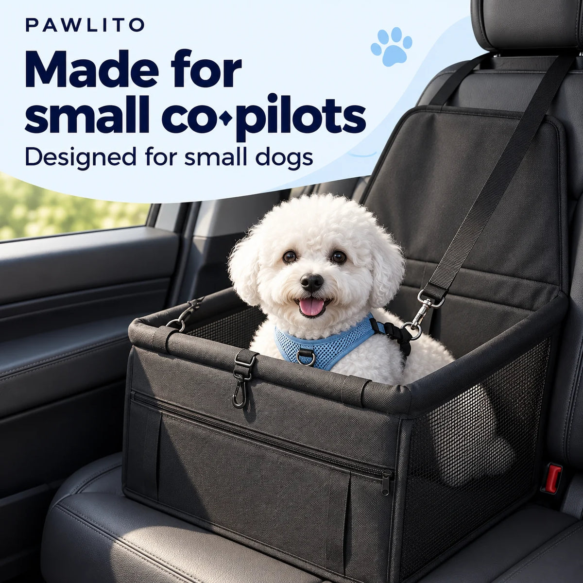 Safe Dog Car Seat with Anti-Jump Leash