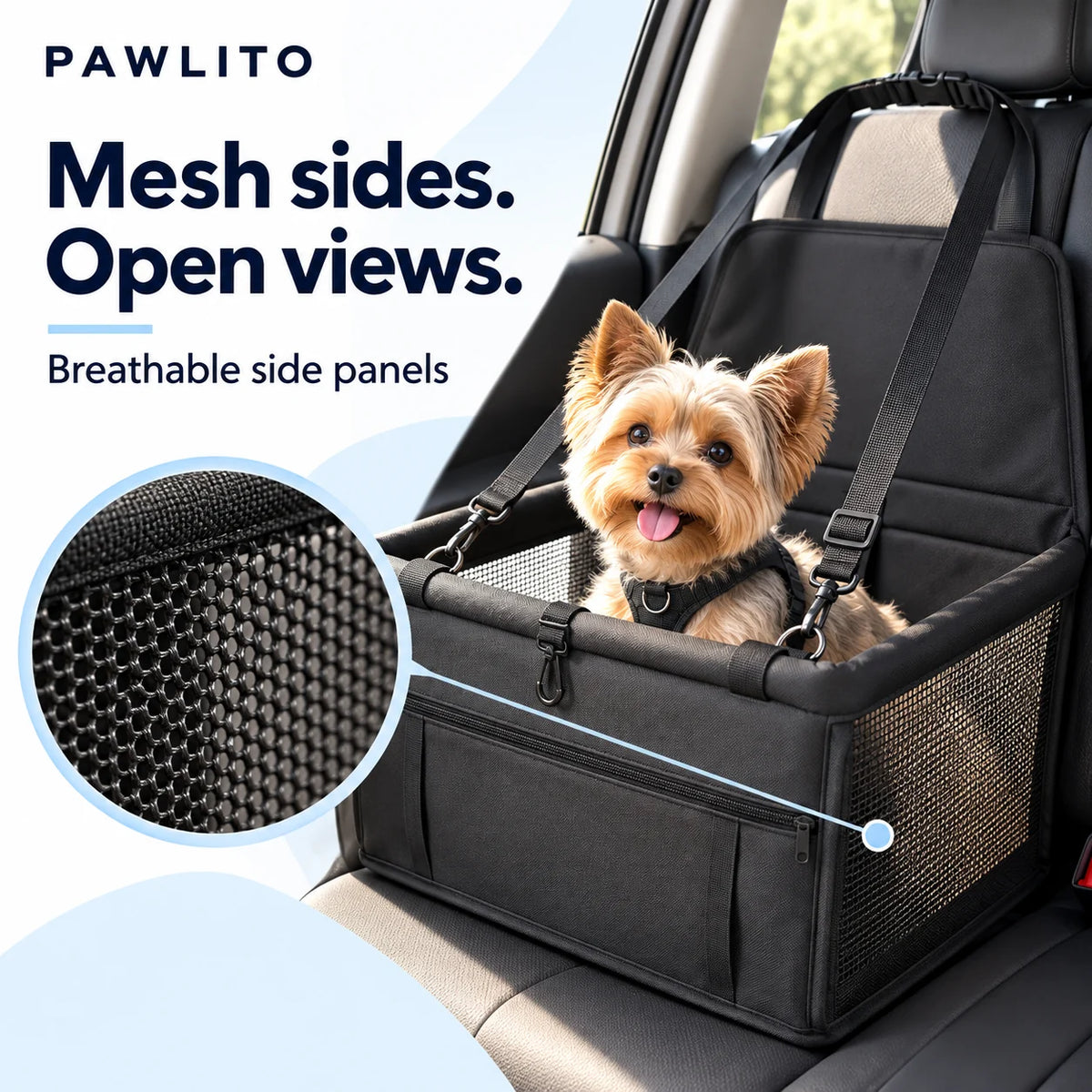 Safe Dog Car Seat with Anti-Jump Leash